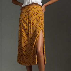 Anthropologie Maeve The Lille side slit yellow Skirt 2